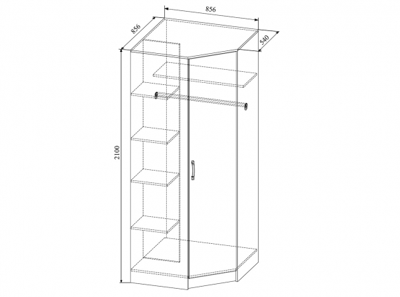 Шкаф угловой Софи ШхВхГ 860х2100х860 мм