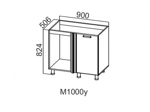 Стол-рабочий угловой 1000 под мойку М1000у Волна 900х824х506